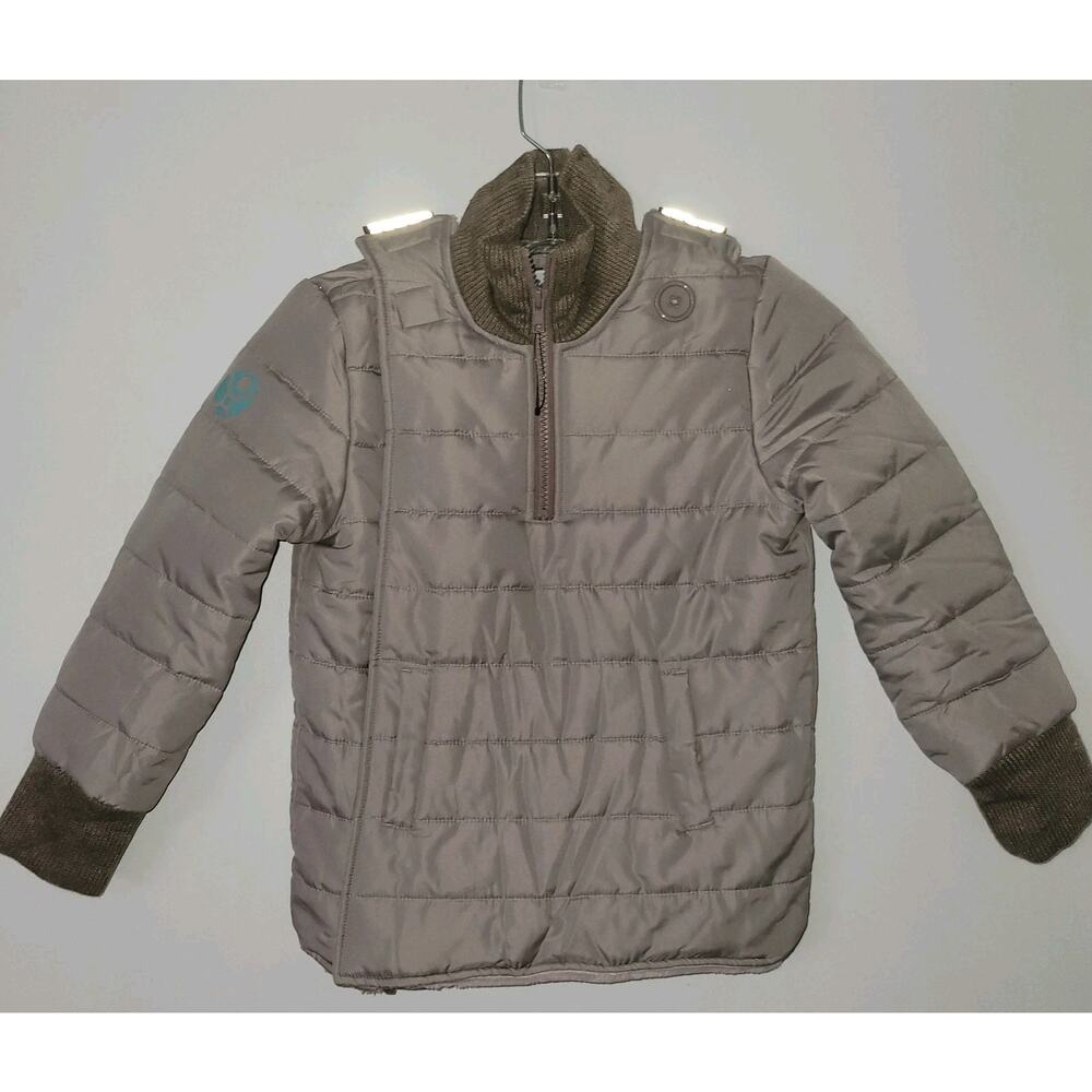 Buckle Me Baby Coats Boys 5 Dinosaurs Quilted Half Zip Puffer Jacket Size 5 Grey